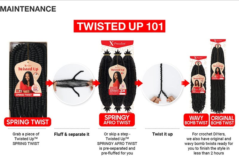 x-pression Outre Crochet Braids X-Pression Twisted Up 3X Springy Afro Twist 24" (3-pack, 1B) - Image 3